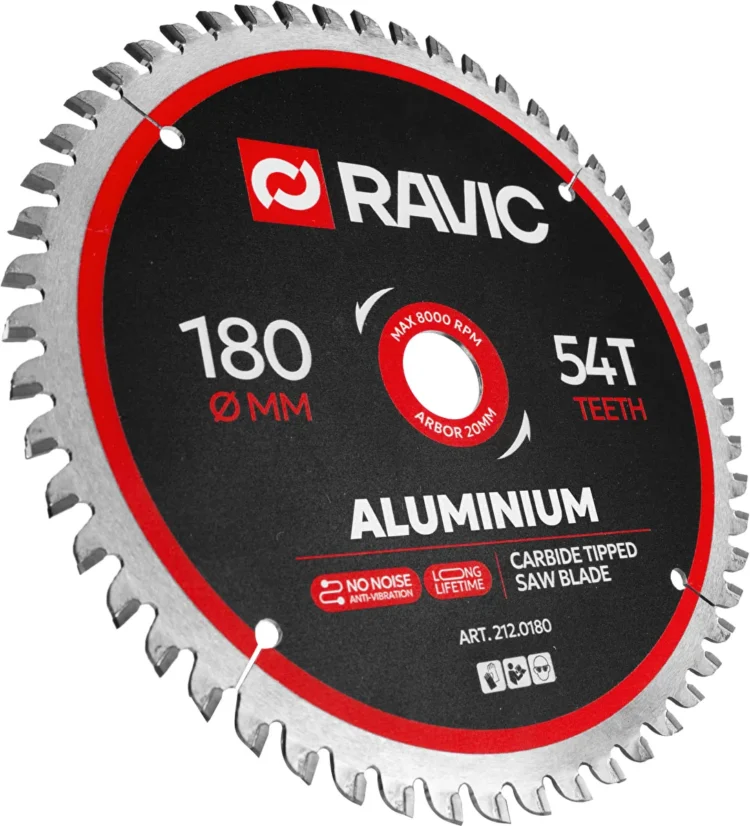  Диск пильный TCT по алюминию, отрицательный угол Ravic, 180х20 мм, 54T