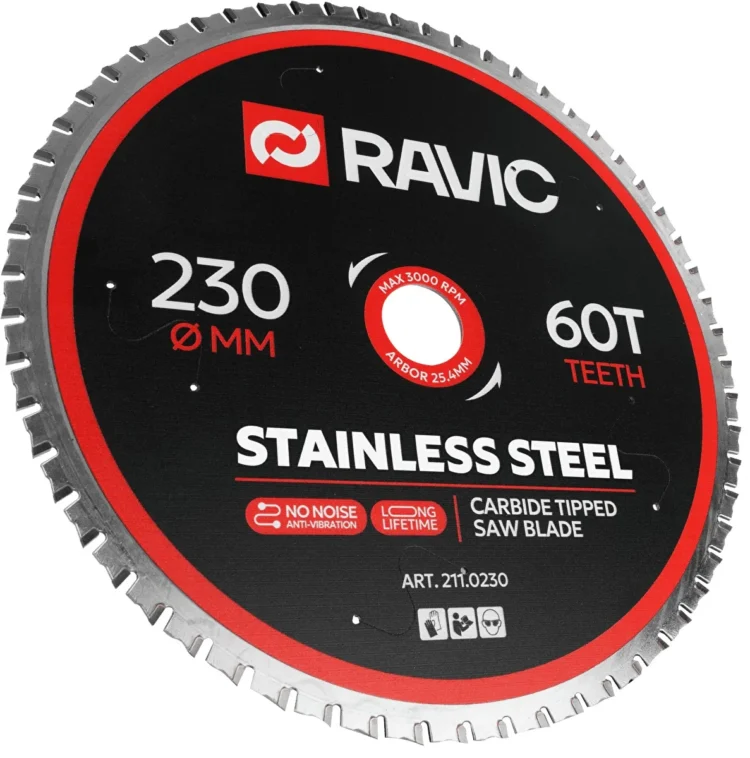  Диск пильный TCT по нержавеющей стали Ravic, 230х25,4 мм, 60T