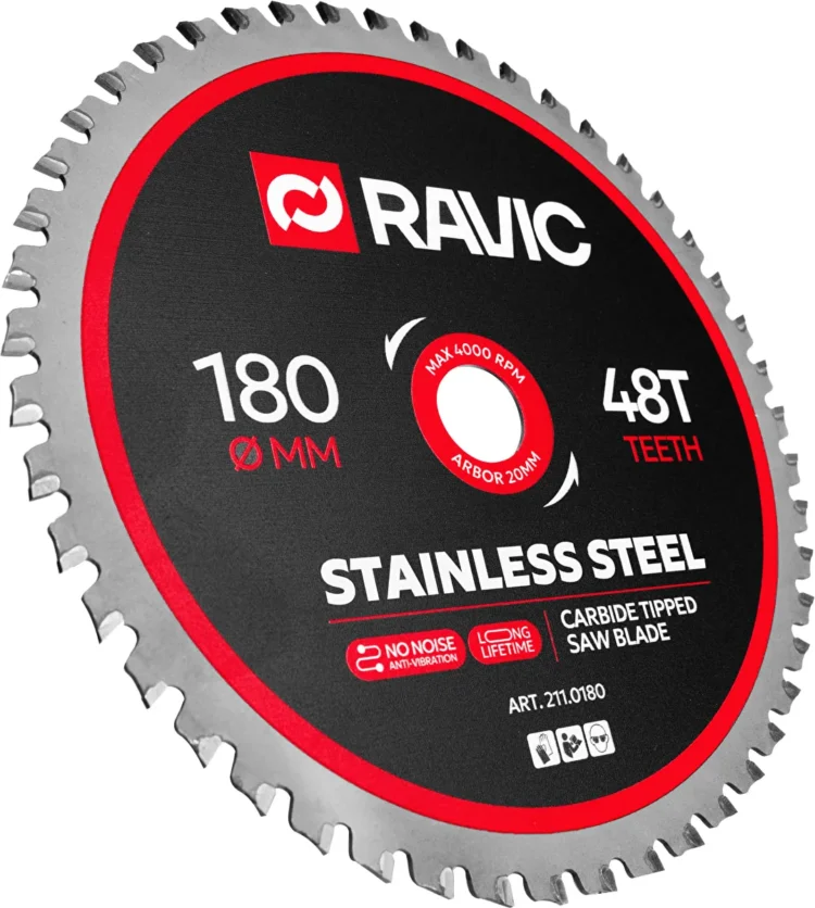  Диск пильный TCT по нержавеющей стали Ravic, 180х20 мм, 48T