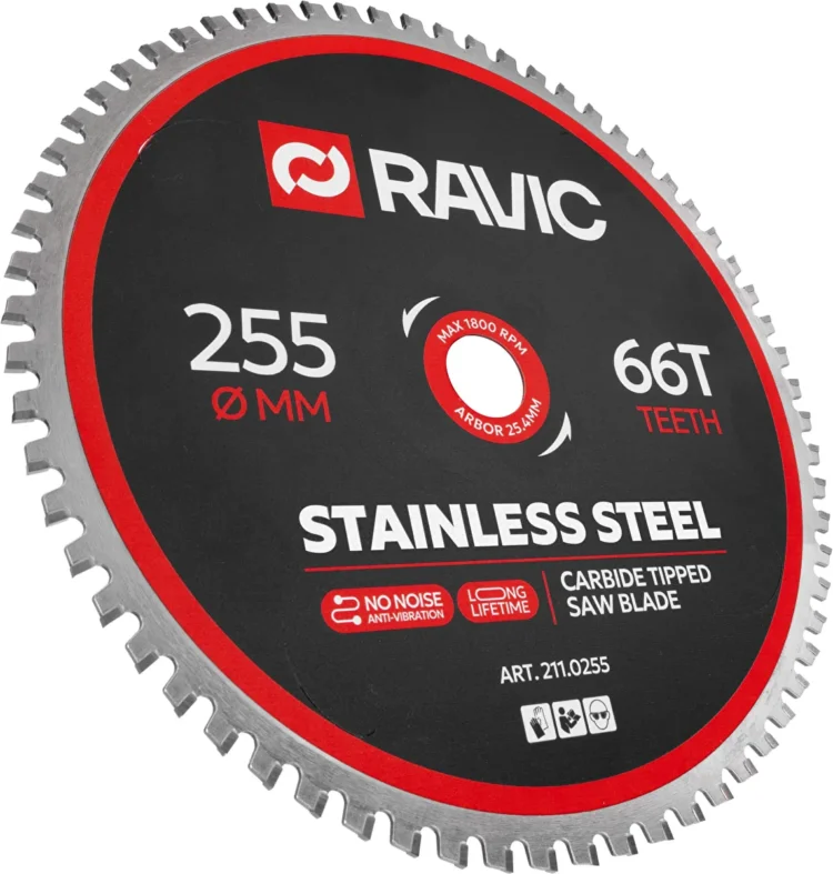  Диск пильный TCT по нержавеющей стали Ravic, 255х25,4 мм, 66T