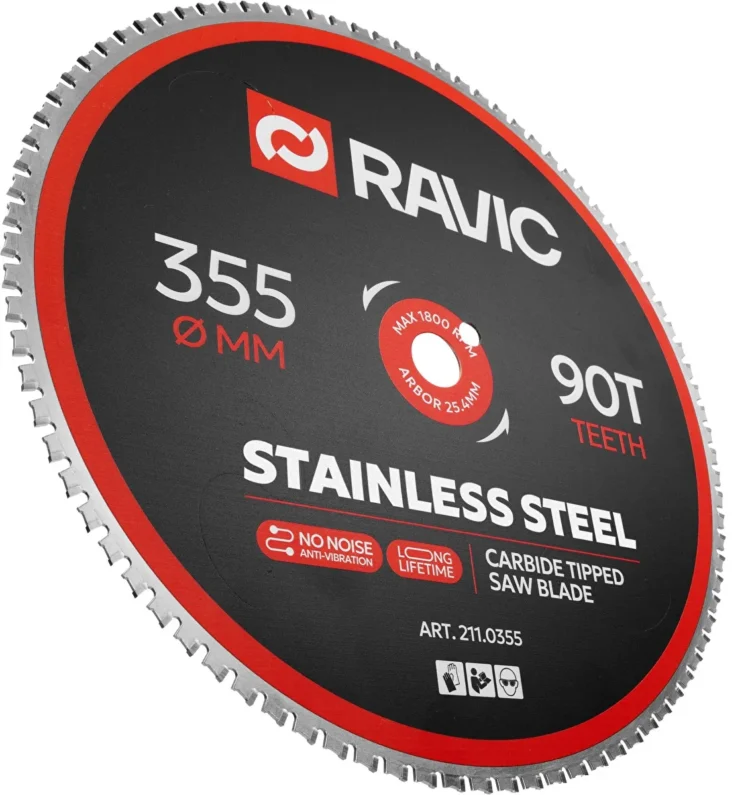  Диск пильный TCT по нержавеющей стали Ravic, 355х25,4 мм, 90T