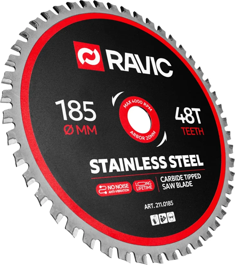  Диск пильный TCT по нержавеющей стали Ravic, 185х20 мм, 48T