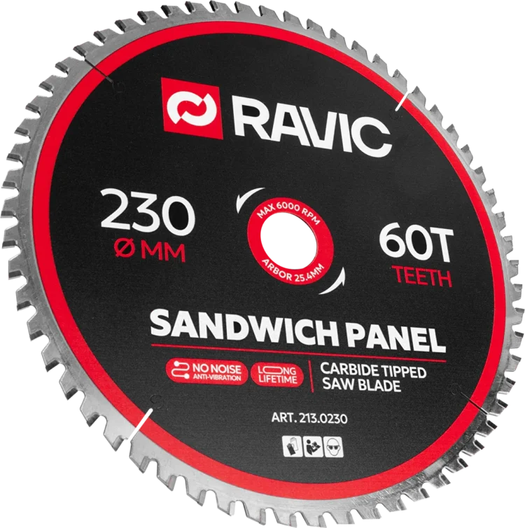  Диск пильный TCT по стали и сэндвич-панелям Ravic, 230х25,4 мм, 60T
