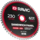  Диск пильный TCT по стали и сэндвич-панелям Ravic, 230х25,4 мм, 60T