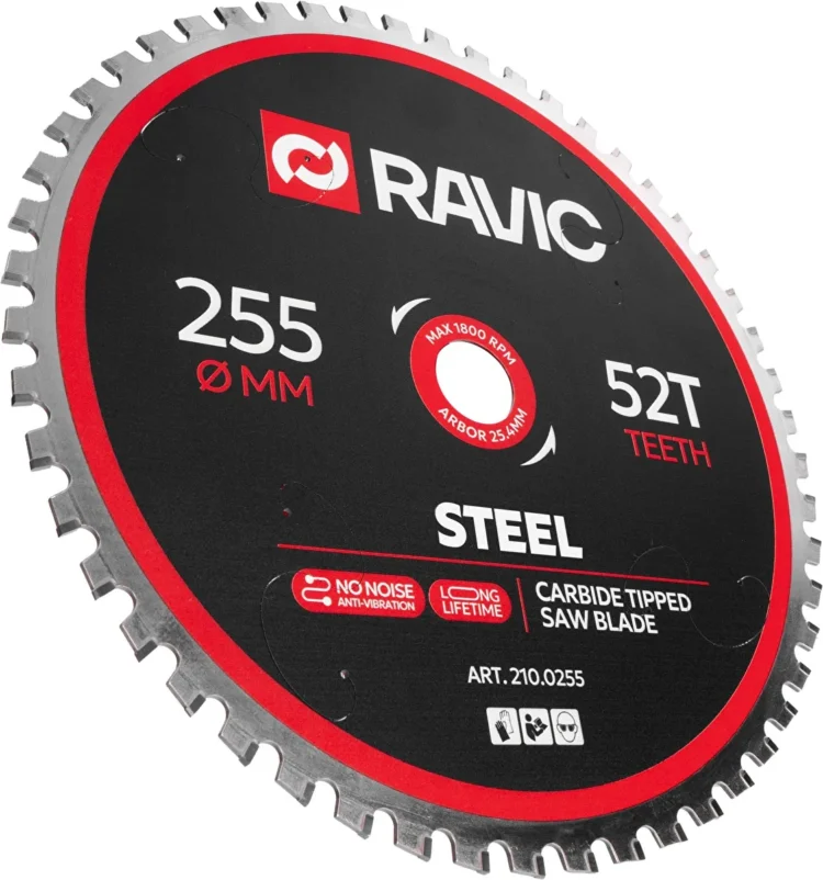  Диск пильный TCT по стали Ravic, 255х25,4 мм, 52T